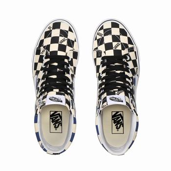 Panske Kotnikove Tenisky Vans Big Check Sk8-Hi Čierne/Námornícka Modrá VA37EDHOT